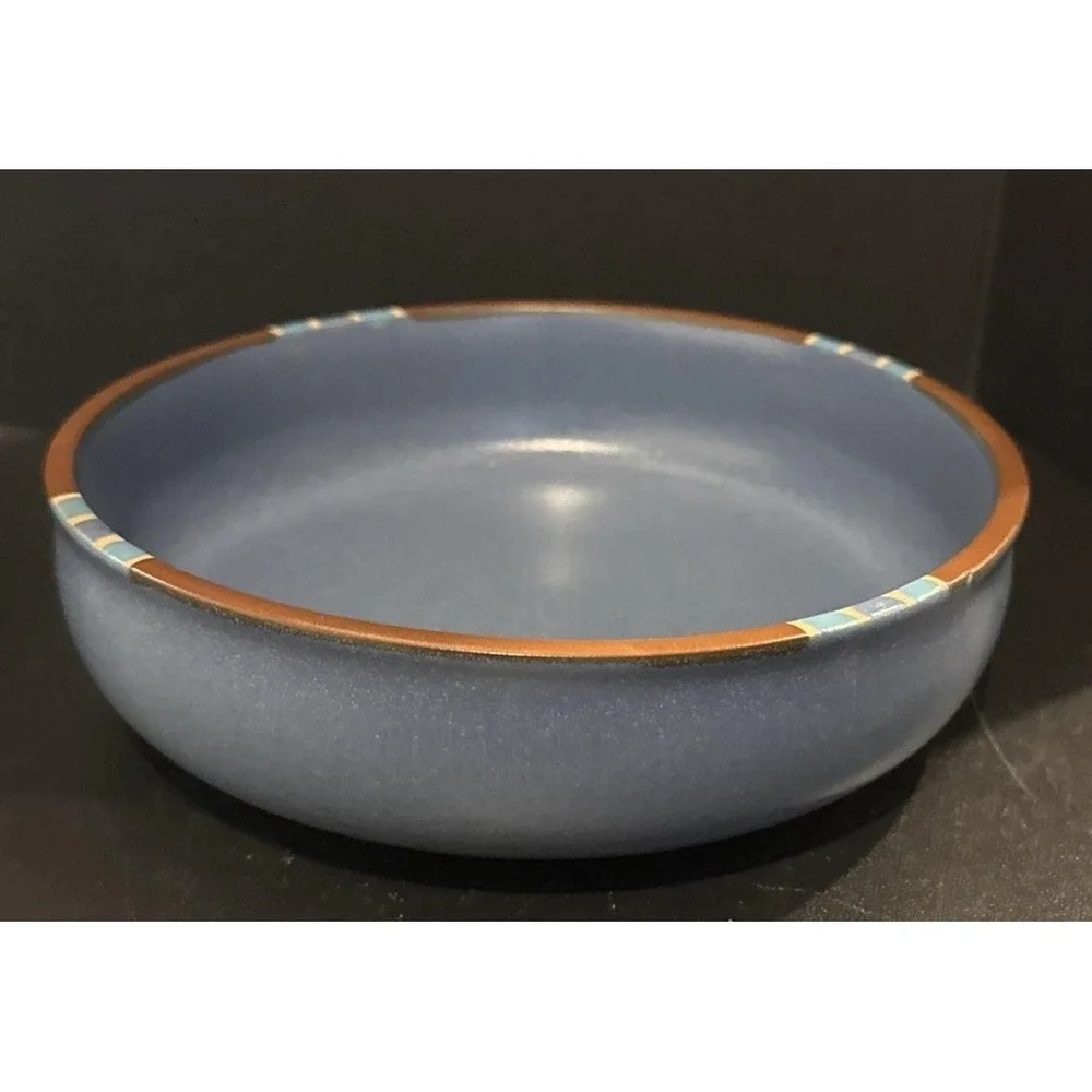 Dansk Mesa Sky Blue Pasta Bowl Southwestern Aztec‎ 7 Inch Portugal Vintage